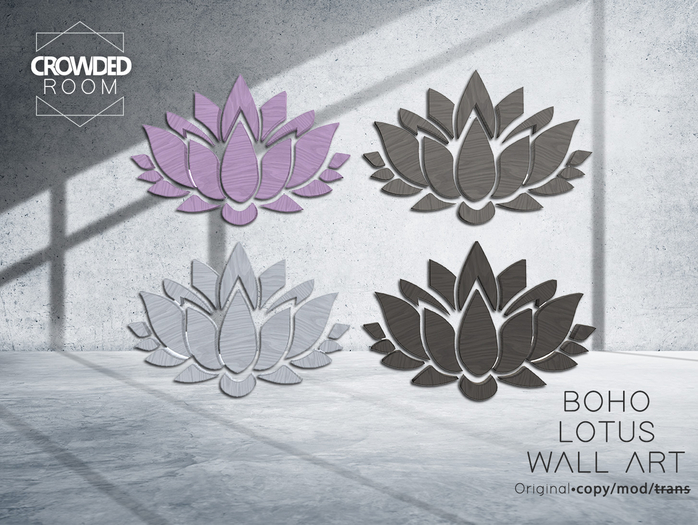 Second Life Marketplace Crowded Room Boho Lotus Flower Wall Art